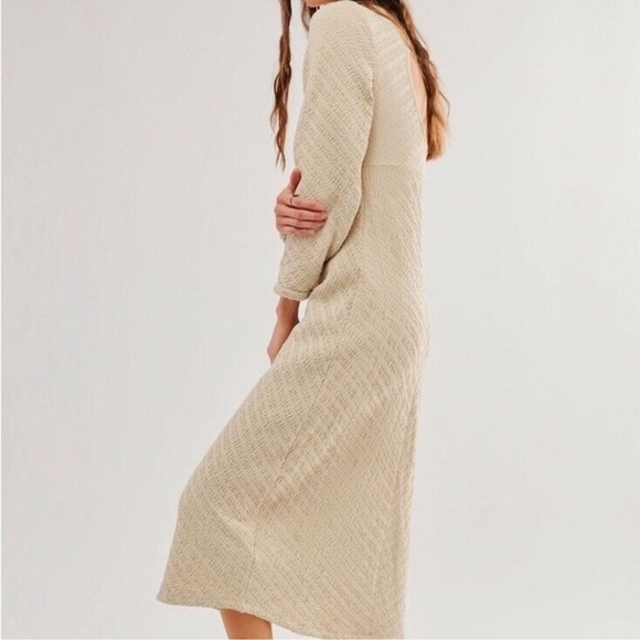 NWOT Free People Gabby Midi Crew Dress Cream Ivory Keyhole Back X-Small / Small - Picture 4 of 12